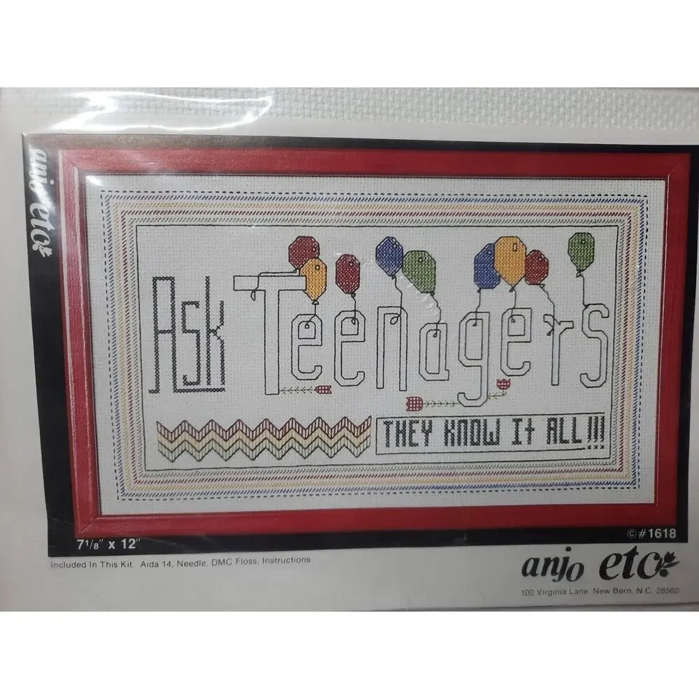 Vintage Anjo Etc Counted Cross Stitch Kit Ask Teenagers They Know It All